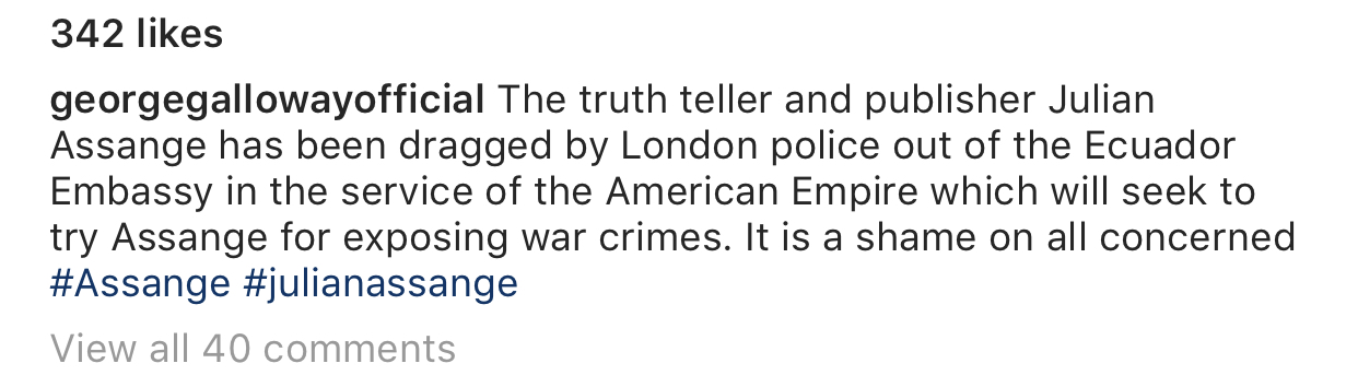 Al-Sahawat Times George Galloway discussing Julian Assange on social media
