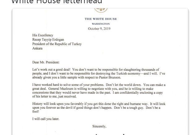 al sahawat times trump letter to erdogan
